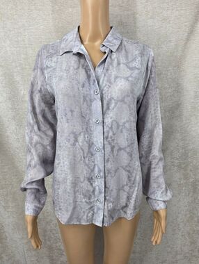Cloth & Stone Light Gray Snakeskin Pattern Long Sleeve Button-Down Shirt